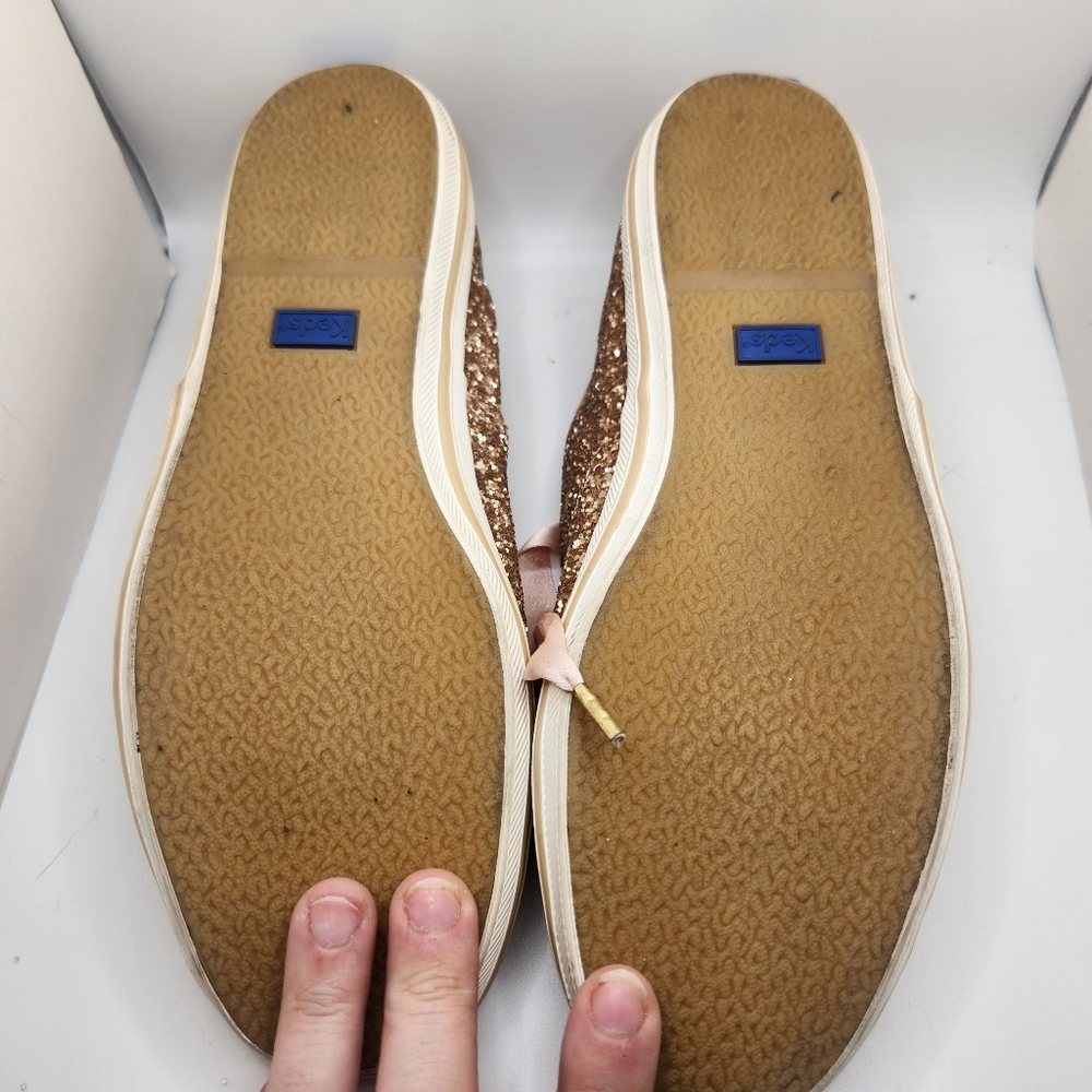 Kate Spade New York‎ X Keds Rose Gold Glitter Sneakers Womens Size 8 Lace Up - Picture 8 of 9